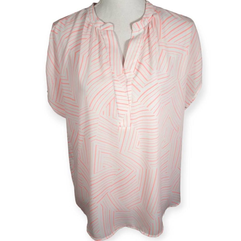 APT.9 WHITE & PINK BLOUSE SZ.L EUC
